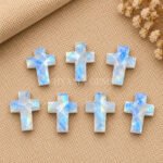 Rainbow Moonstone Faceted Cross Shape Loose Gemstone 15x10mm