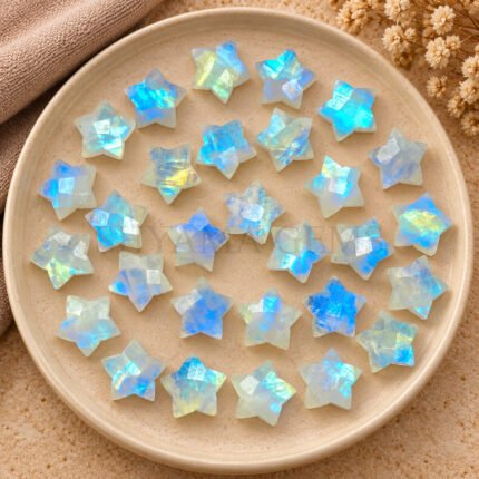 Rainbow Moonstone Star Faceted Loose Gemstone 10mm