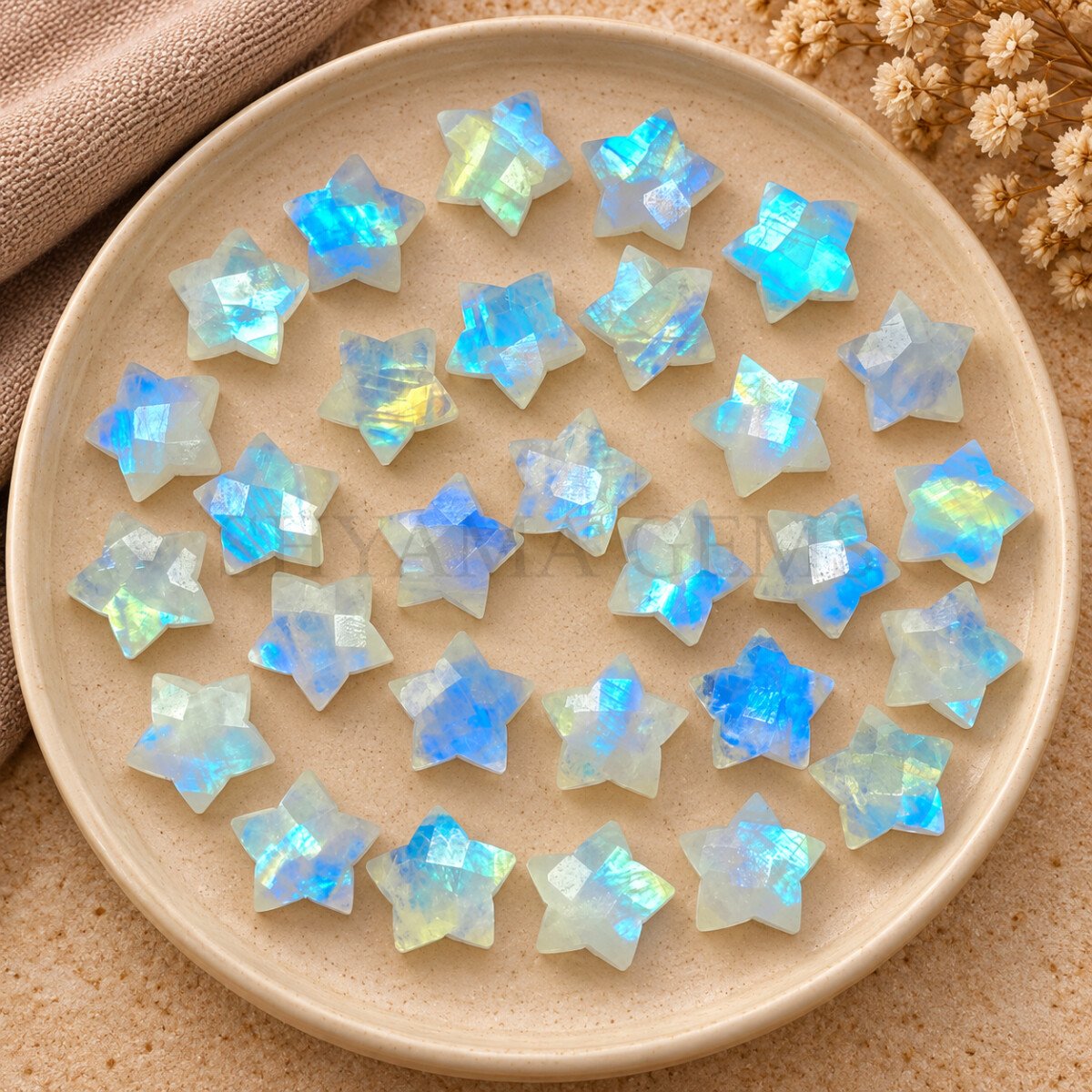 Rainbow Moonstone Star Faceted Loose Gemstone 10mm Rainbow Moonstone Star Faceted Loose Gemstone 10mm