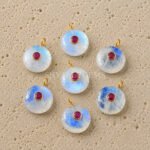 Rainbow Moonstone Round Inlay Pendant 15mm