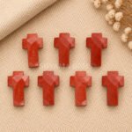 Red Jasper Faceted Cross Shape Loose Gemstone 15x10mm