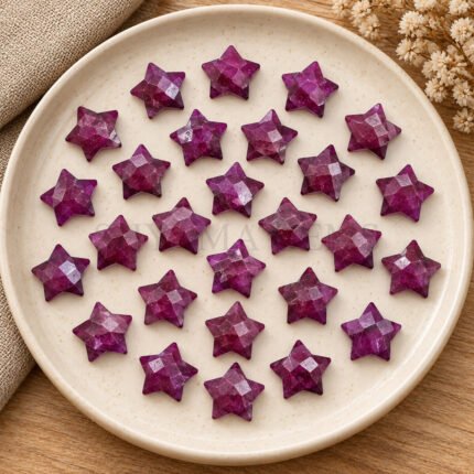 Red Ruby Star Faceted Loose Gemstone 10mm