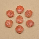 Red Sunstone Carved Shell Gemstone 12mm