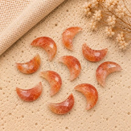 Red Sunstone Faceted Moon Gemstone 17mm