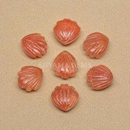 Red Sunstone Carved Shell Gemstone 12mm