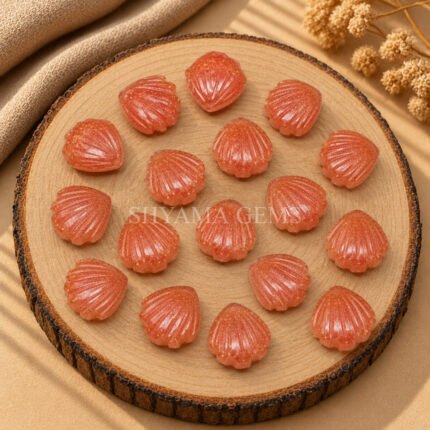 Red Sunstone Carved Shell Gemstone 12mm