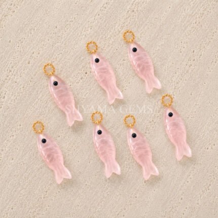 Rose Quartz Fish Inlay Pendant 25x8mm