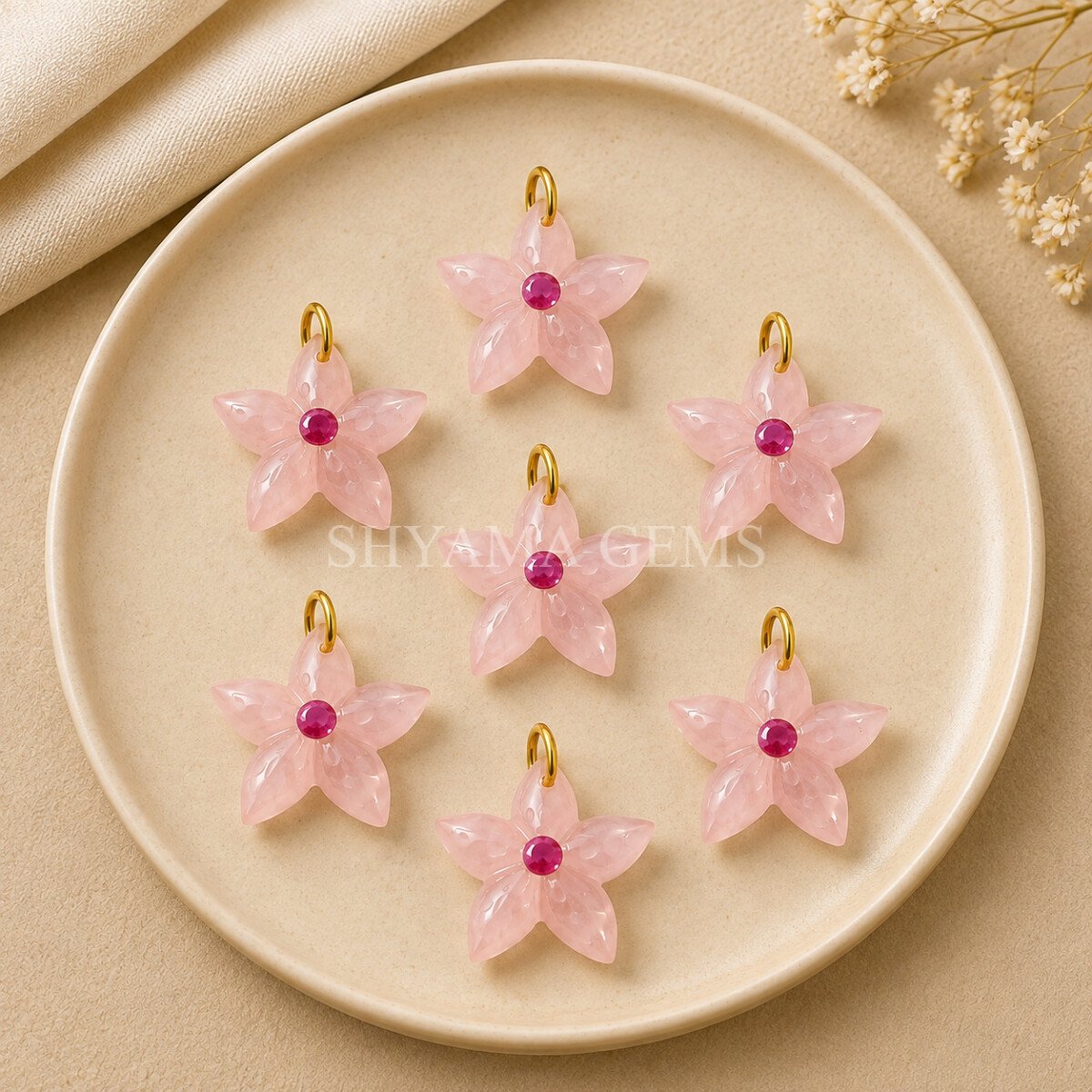 Rose Quartz Starfish Carved 15mm Pendant Rose Quartz Starfish Carved 15mm Pendant