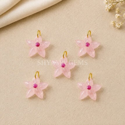 Rose Quartz Starfish Carved 15mm Pendant
