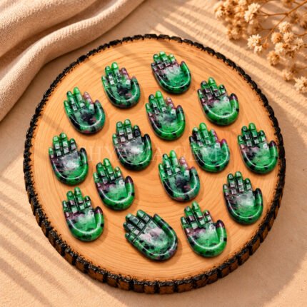 Ruby Zoisite Carved Hamsa Hand 25mm