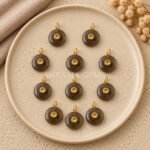 Smoky Quartz Round Inlay Pendant 15mm