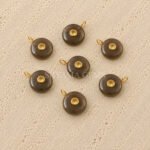 Smoky Quartz Round Inlay Pendant 15mm