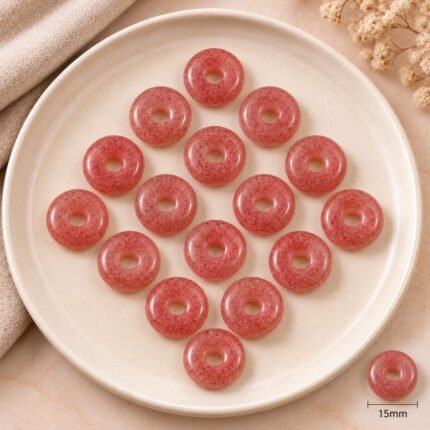 Strawberry Quartz Donut Gemstone 15mm