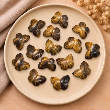 Tiger Eye Hand Carved Butterfly Gemstone 13mm