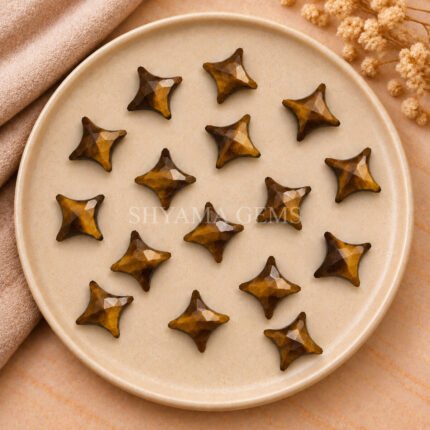 Tiger Eye Carved Ninja Star Loose Gemstone 15mm