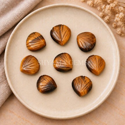 Tiger Eye Carved Shell Gemstone 12mm