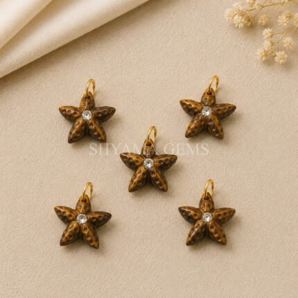 Tiger Eye Starfish Carved 15mm Pendant