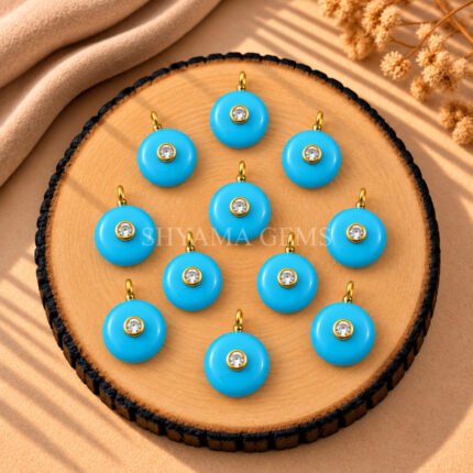 Turquoise Round Inlay Pendant 15mm