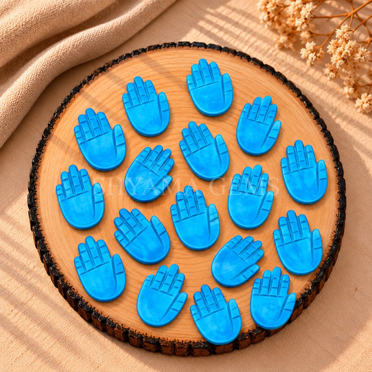 Turquoise Carved Hamsa Hand 25mm Turquoise Carved Hamsa Hand 25mm