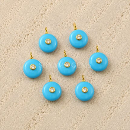 Turquoise Round Inlay Pendant 15mm