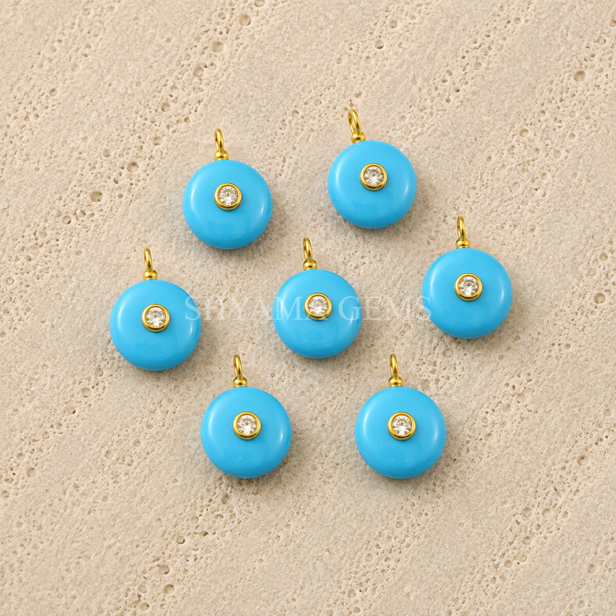 Turquoise Round Inlay Pendant 15mm Turquoise Round Inlay Pendant 15mm