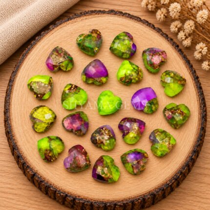 UV Copper Turquoise Heart Faceted 10mm Loose Gemstone