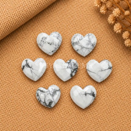 White Howlite Heart Faceted 10mm Loose Gemstone