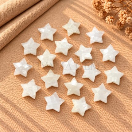 White Moonstone Star Faceted Loose Gemstone 10mm