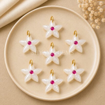 White Moonstone Starfish Carved 15mm Pendant