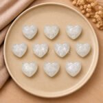 White Moonstone Carved Evil Eye Heart Loose Gemstone 12mm