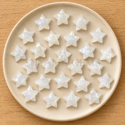 White Moonstone Star Faceted Loose Gemstone 10mm