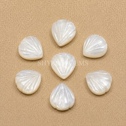 White Moonstone Carved Shell Gemstone 12mm