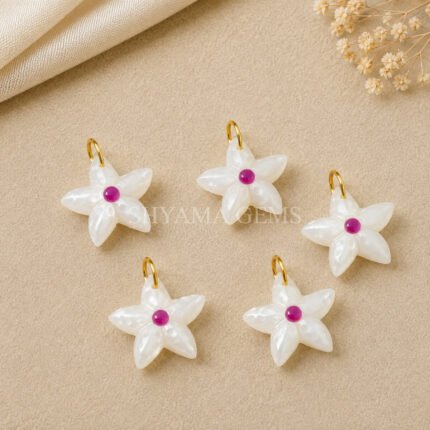 White Moonstone Starfish Carved 15mm Pendant