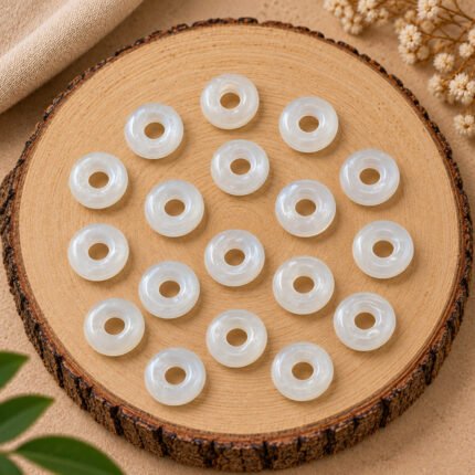 White Moonstone Donut Gemstone 15mm