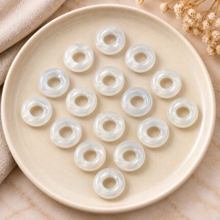 White Moonstone Donut Gemstone 15mm