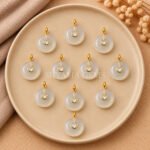 White Moonstone Round Inlay Pendant 15mm