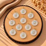 White Moonstone Round Inlay Pendant 15mm