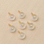 White Moonstone Round Inlay Pendant 15mm
