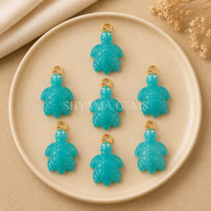 Amazonite Turtle Carved 18mm Gemstone Pendant