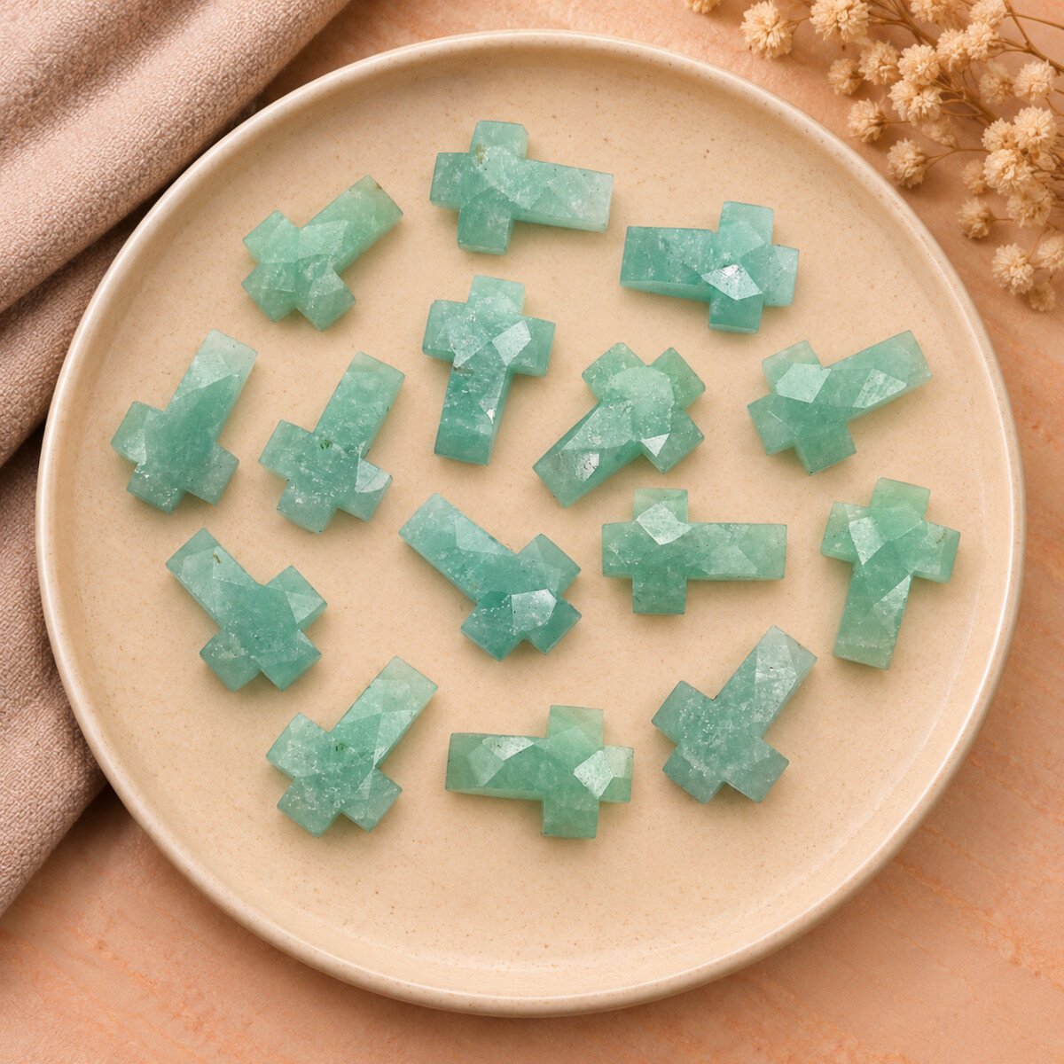amazonite (2) Amazonite Cross Shape Faceted Loose Gemstone 15x10mm