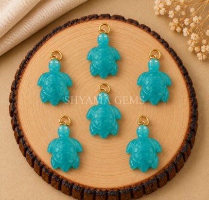 Amazonite Turtle Carved 18mm Gemstone Pendant