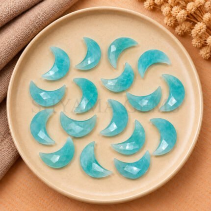 Amazonite Faceted Moon Gemstone 17mm