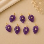 Amethyst Leaf Inlay Pendant 14x10mm