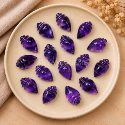 Amethyst Conch Shell Carved Gemstone 18×10mm