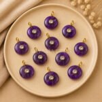Amethyst Round Inlay Loose Gemstone Pendant 15mm