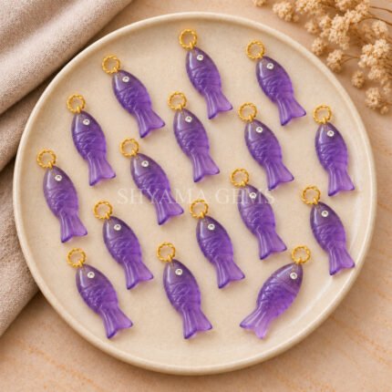 Amethyst Fish Inlay Pendant 25x8mm