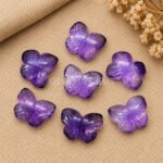 Amethyst Hand Carved Butterfly Gemstone 13mm