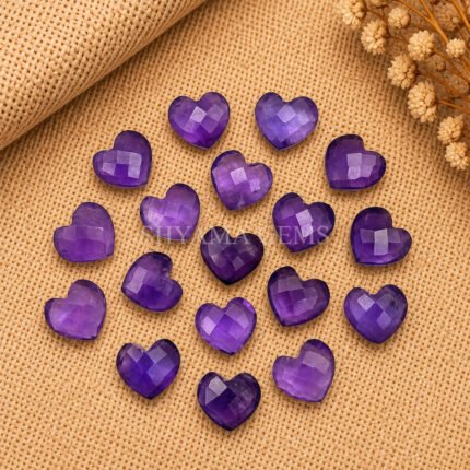 Amethyst Heart Faceted 10mm Gemstone