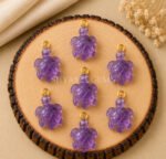 Amethyst Turtle Carved 18mm Gemstone Pendant