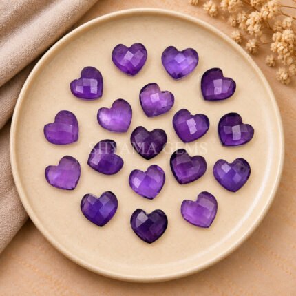 Amethyst Heart Faceted 10mm Gemstone